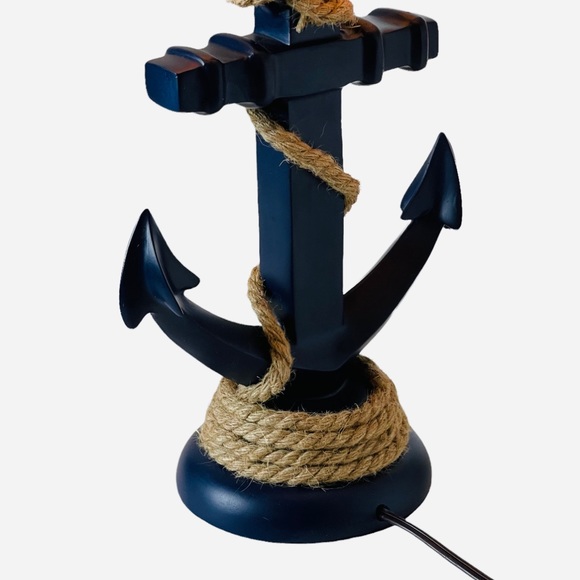 Table Lamp Blue Anchor Plug Lamp with Rope Nautical Beach Coastal Style - Picture 6 of 11